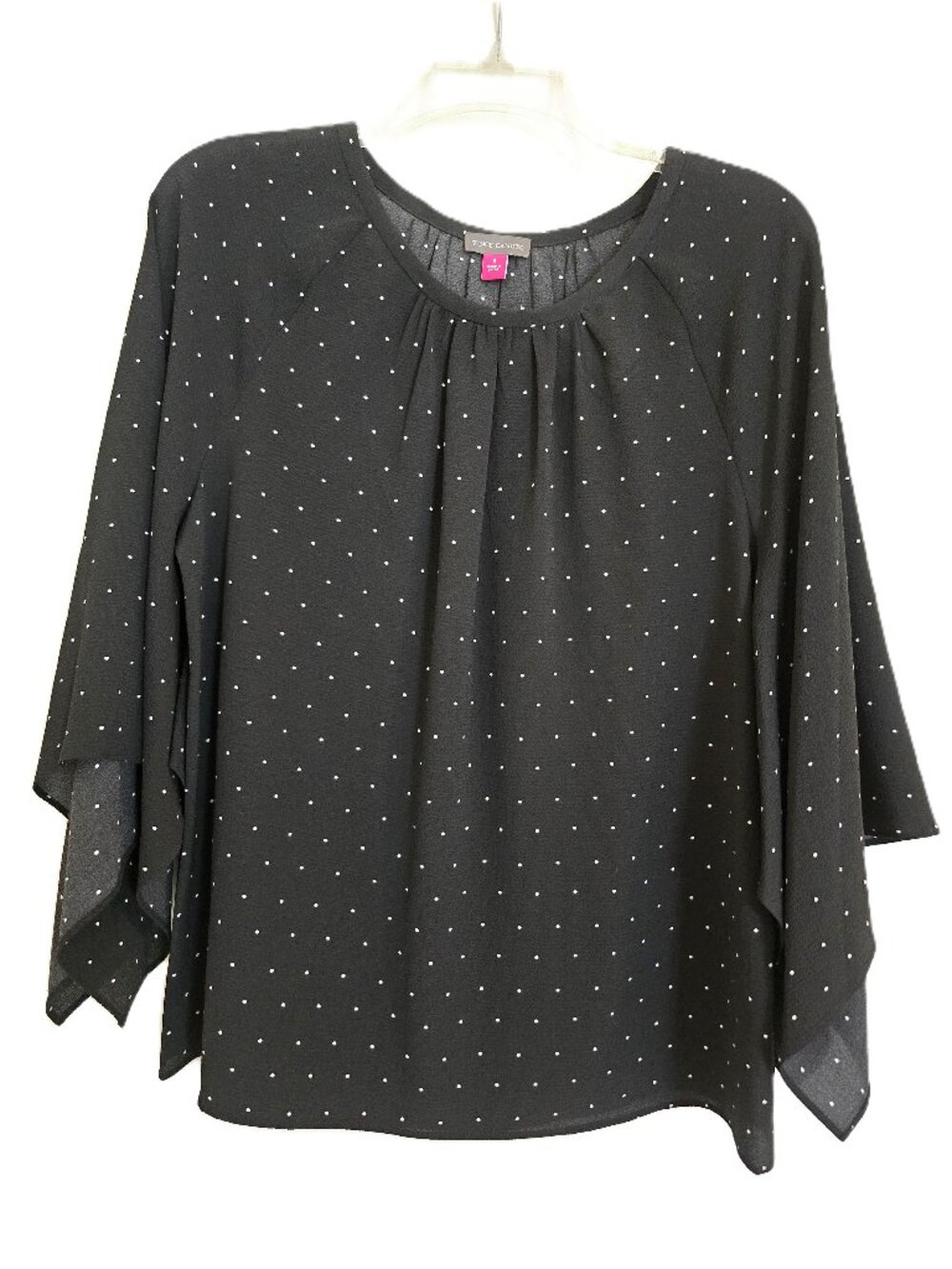 NWT Vince Camuto Black Polka Dot Split Sleeve Top Small